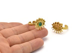 Brass Eye Ring, 2 Raw Brass Eye Ring With 1 Stone Settings - Pad Size 5mm N1786