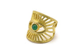 Brass Eye Ring, Raw Brass Eye Ring With 1 Stone Settings - Pad Size 4mm N1789