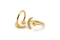 Gold Ring Settings, 2 Gold Plated Brass Moon And Planet Ring With 1 Stone Setting - Pad Size 4mm N0799 Q0816