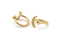 Gold Ring Settings, 2 Gold Plated Brass Moon And Planet Ring With 1 Stone Setting - Pad Size 4mm N0799 Q0816