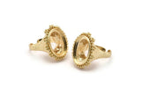 Duke Ring Settings - 1 Gold Plated Brass Duke Adjustable Ring Setting with Pad Size (20x15mm) E387 Q0557