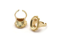 Duke Ring Settings - 1 Gold Plated Brass Duke Adjustable Ring Setting with Pad Size (20x15mm) E387 Q0557