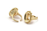 Duke Ring Settings - 1 Gold Plated Brass Duke Adjustable Ring Setting with Pad Size (20x15mm) E387 Q0557