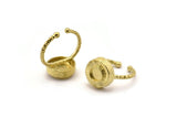 Brass Ring Settings, Raw Brass Round Ring With 1 Stone Setting - Pad Size 6mm N1101