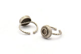 Silver Ring Settings, 2 Antique Silver Plated Brass Round Ring With 1 Stone Setting - Pad Size 6mm N1101