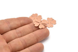 Copper Leaf Charm, 10 Raw Copper Four Leaf Clover Charms With 1 Hole (21x19x0.70mm) M02867