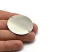 Steel Round Charm, 6 Stainless Steel Round Charms With 2 Holes (40x0.70mm) M02897
