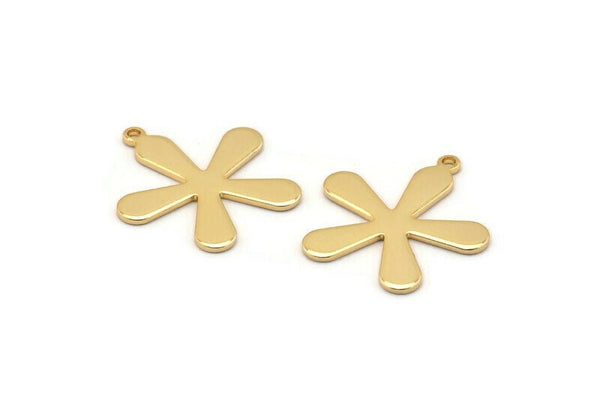 Gold Leaf Charm, 2 Gold Plated Brass Leaf Charms With 1 Loop, Earrings, Pendants, Findings (24x21x1mm) D1049 Q0908