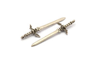 Zelda Sword Charm, 4 Antique Silver Plated Brass Sword Charms with 1 Loop, Earrings,Charms Pendants, Findings (49x15mm) N0800 H0966