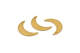 Brass Moon Charm, 24 Raw Brass Crescent Moon Charms With 1 Hole (21x6x1mm) D1077
