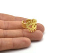 Brass Eye Ring, 2 Raw Brass Eye Ring With 1 Stone Settings - Pad Size 4mm N1807