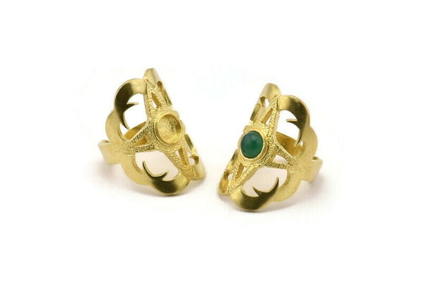 Brass Ring Setting, Raw Brass Duke Ring With 1 Stone Setting - Pad Size 6mm N1804