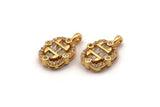 Gold Rectangle Charm, Gold Plated Brass Rectangle Charm With Cubic Zircon, CZ Pave Charm, Pendants, Zircon Beads (16x10mm) SY0117