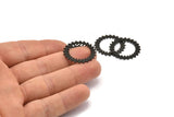 Siyah Daire Charm, 2 Oksitlenmiş Siyah Pirinç Daire Charm, Siyah Bağlantı Parçaları, Bağlantı Parçaları, Bağlantı Parçaları (25x0,80 mm) M01615