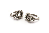 The Queen Ring Setting, 1 Antique Silver Plated Queen Ring Setting with Pad Size 10mm U043 H0294