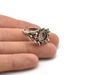 The Queen Ring Setting, 1 Antique Silver Plated Queen Ring Setting with Pad Size 10mm U043 H0294