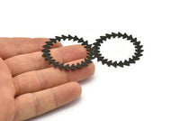 Siyah Daire Charm, 2 Oksitlenmiş Siyah Pirinç Daire Charm, Siyah Bağlantı Parçaları, Bağlantı Parçaları, Bağlantı Parçaları (42x0,80 mm) M01618 H1045