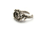 The King Ring Setting, 1 Antique Silver Plated Ring Setting with Pad Size (12x10mm) U044