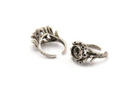 The King Ring Setting, 1 Antique Silver Plated Ring Setting with Pad Size (12x10mm) U044