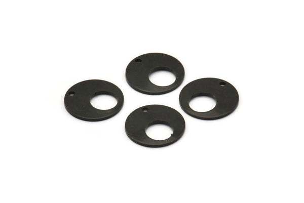 Siyah Yuvarlak Charm, 1 Delikli 12 Oksitlenmiş Siyah Pirinç Yuvarlak Charm (13x0,80 mm) M01645