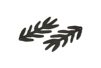 Siyah Dal Tılsımı, 1 Delikli 6 Oksitlenmiş Siyah Pirinç Dal Tılsımı, Yaprak Tılsımı Küpeler (30x13x0,80 mm) M01693