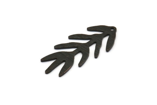 Siyah Dal Tılsımı, 1 Delikli 6 Dokulu Oksitlenmiş Siyah Pirinç Dal Tılsımı, Yaprak Tılsımı Küpeler (30x13x0,80 mm) M01691 H1021