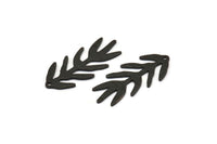 Siyah Dal Tılsımı, 1 Delikli 6 Dokulu Oksitlenmiş Siyah Pirinç Dal Tılsımı, Yaprak Tılsımı Küpeler (30x13x0,80 mm) M01691 H1021