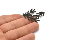 Siyah Dal Tılsımı, 1 Delikli 6 Dokulu Oksitlenmiş Siyah Pirinç Dal Tılsımı, Yaprak Tılsımı Küpeler (30x13x0,80 mm) M01691 H1021