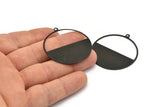 Black Circle Charm, 2 Oxidized Black Brass Circle Charms With 1 Loop, Pendants (41x38x0.6mm) M02055 Q0446