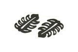 Siyah Yaprak Tılsımı, 1 Delikli 4 Dokulu Oksitlenmiş Siyah Pirinç Yaprak Tılsımı, Yaprak Tılsımı Küpeleri (30x20x0,80 mm) M01776
