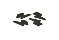 Siyah Şimşek Tılsımı, 24 Oksitlenmiş Siyah Pirinç, 1 Delikli Siyah Şimşek Cıvatası Tılsımı, Damgalama Boşlukları (17x8x1mm) M01697