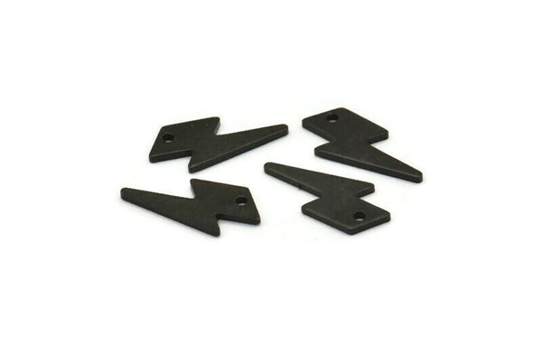 Siyah Şimşek Tılsımı, 24 Oksitlenmiş Siyah Pirinç, 1 Delikli Siyah Şimşek Cıvatası Tılsımı, Damgalama Boşlukları (17x8x1mm) M01697