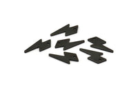 Siyah Şimşek Tılsımı, 24 Oksitlenmiş Siyah Pirinç, 1 Delikli Siyah Şimşek Cıvatası Tılsımı, Damgalama Boşlukları (17x8x1mm) M01697