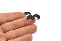 Siyah Ay Tılsımı, 1 Delikli 12 Oksitlenmiş Siyah Pirinç Hilal Evreleri Tılsımı (15x8x1mm) M01867
