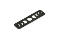 Siyah Dikdörtgen Charm, 2 Delikli 6 Oksitlenmiş Siyah Pirinç Ay Evreleri Charm'ı (40x10x0,80 mm) M01997 H1149