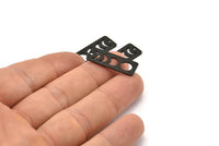 Siyah Dikdörtgen Charm, 1 Delikli 6 Dokulu Oksitlenmiş Siyah Pirinç Ay Evreleri Charm'ı (25x10x0,80 mm) M01991