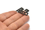 Siyah Dikdörtgen Charm, 1 Delikli 6 Dokulu Oksitlenmiş Siyah Pirinç Ay Evreleri Charm'ı (25x10x0,80 mm) M01991