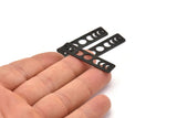 Siyah Dikdörtgen Charm, 1 Delikli 6 Oksitlenmiş Siyah Pirinç Ay Evreleri Charm'ı (40x10x0,80 mm) M01998 H0950
