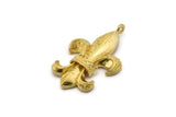 Fleur De Lis Charm, Raw Brass Fleur De Lis Charm Pendants With 1 Loop (44x31mm) N1875