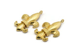 Fleur De Lis Charm, Raw Brass Fleur De Lis Charm Pendants With 1 Loop (44x31mm) N1875