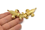 Fleur De Lis Charm, Raw Brass Fleur De Lis Charm Pendants With 1 Loop (44x31mm) N1875