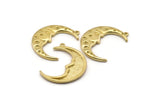 Brass Moon Charm, Raw Brass Crescent Moon Charms With 1 Loop (31x12mm) N1517