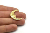 Brass Moon Charm, Raw Brass Crescent Moon Charms With 1 Loop (31x12mm) N1517