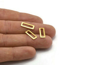Brass Rectangle Connector, 25 Raw Brass Rectangle Connector Findings (15x6mm)  Brs 3043 B0036