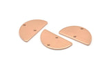 Semi Circle Charm, 2 Rose Gold Plated Brass Half Moon Blanks With 2 Holes, Findings, Pendants (22x12x1mm) D933 Q0868