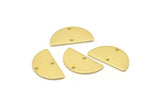 Semi Circle Charm, 2 Gold Plated Brass Half Moon Blanks With 2 Holes, Findings, Pendants (22x12x1mm) D933 Q0868