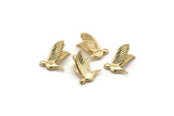 Tiny Bird Charm, 10 Gold Plated Brass Bird Necklace Pendants (13x10mm) N0429 Q0124