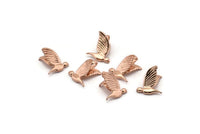 Tiny Bird Charm, 5 Rose Gold Plated Brass Bird Necklace Pendants (13x10mm) N0429 Q0124