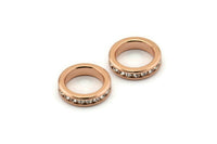 Zircon Rondelle Bead, 1 Rose Gold CZ Zircon Rondelle Beads (14x3mm) BS 1727 Q0437