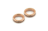 Zircon Rondelle Bead, 1 Rose Gold CZ Zircon Rondelle Beads (14x3mm) BS 1727 Q0437
